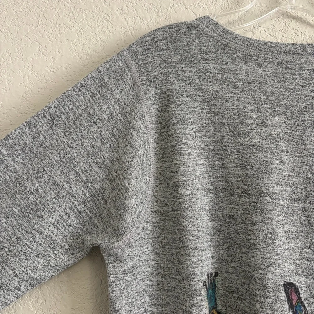 Inoah Sweater Top Womens M Graphic Dapper Dog Split Vneck Hi Lo Dachshund Gray - Picture 10 of 13